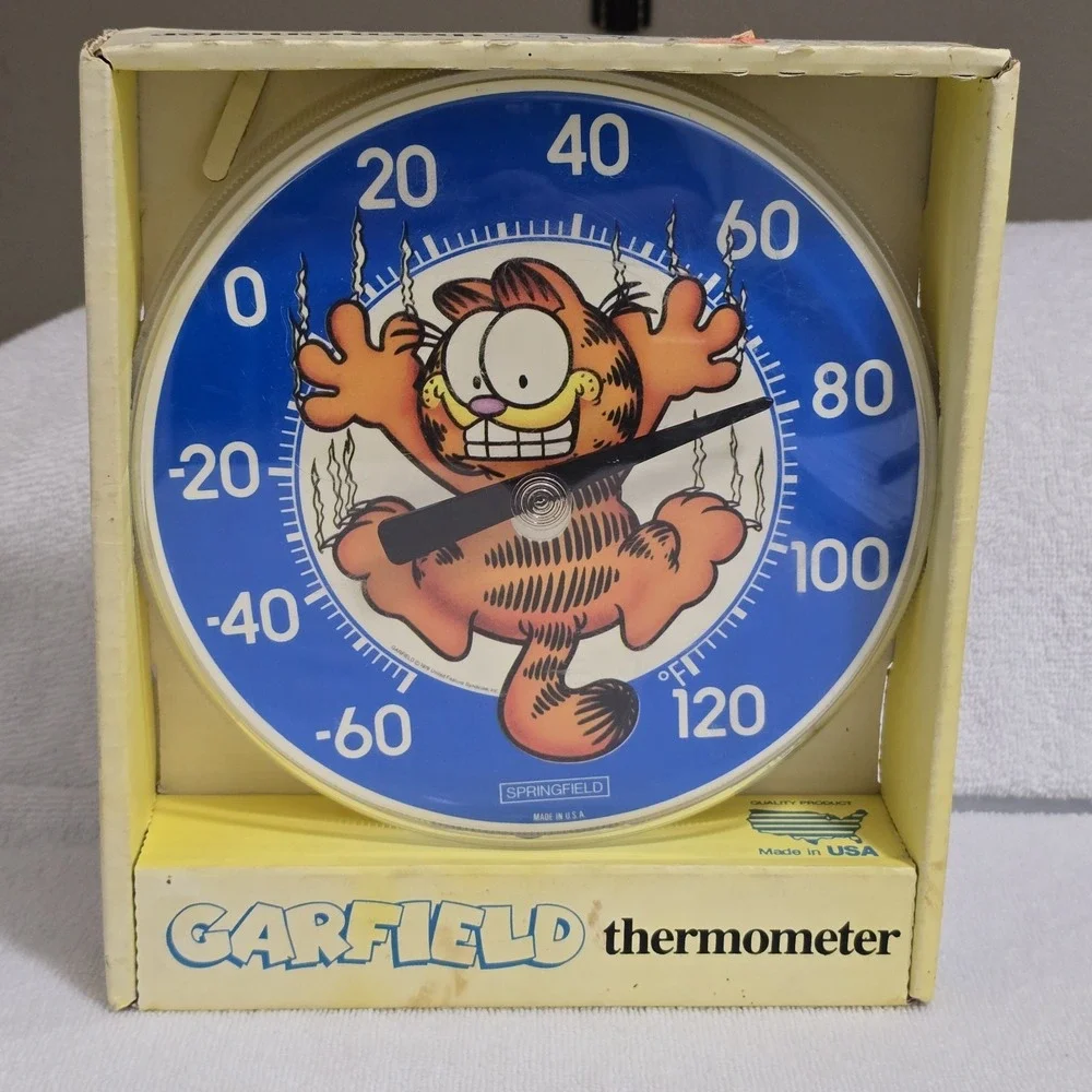 Vintage 1978 Garfield 8-Inch Wall Thermometer Springfield NOS USA Works